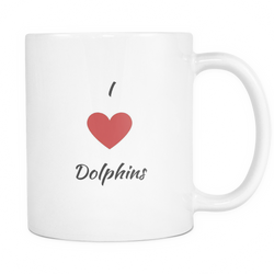 11oz Mug - I Heart Dolphins - White