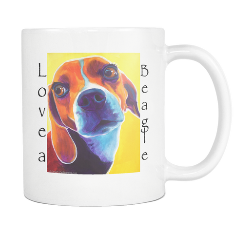 DawgArt+Love a Beagle 11 oz Mug - White