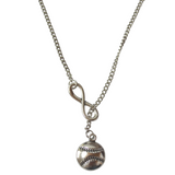 Baseball and Infinity Pendant Necklace - 19.7" Long